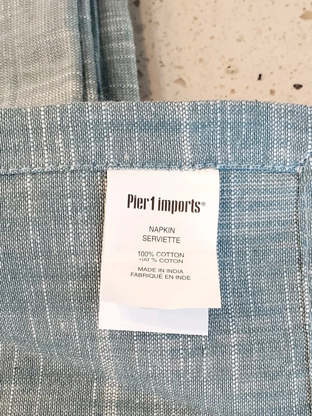 Pier 1 Imports Set Of 8, 100% Cotton Woven Dinner Napkins, Sea Foam Green/White